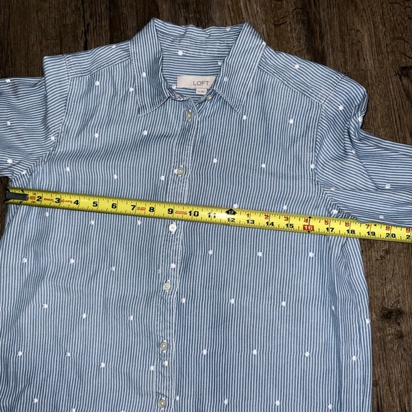 LOFT • Embroidered Dot Striped Poplin Button Down - Picture 4 of 9